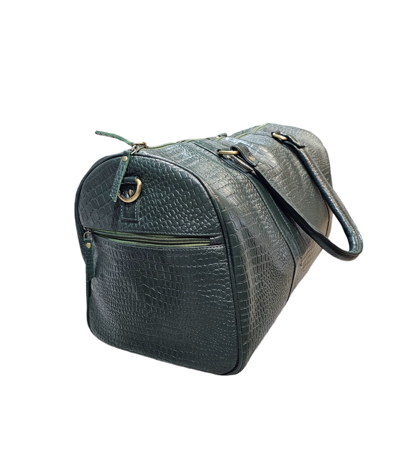 Royal Saro Duffel Bag - Croco Print- Hunter Green- Small