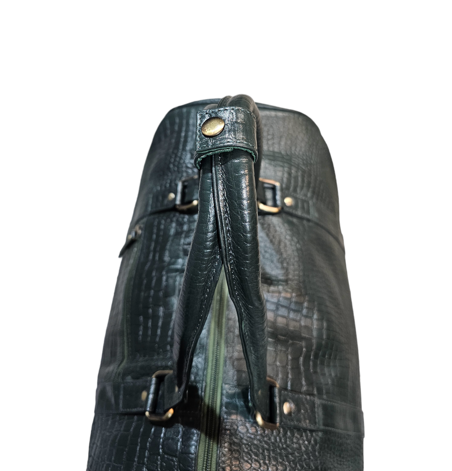 Royal Saro Duffel Bag - Croco Print- Hunter Green- Small