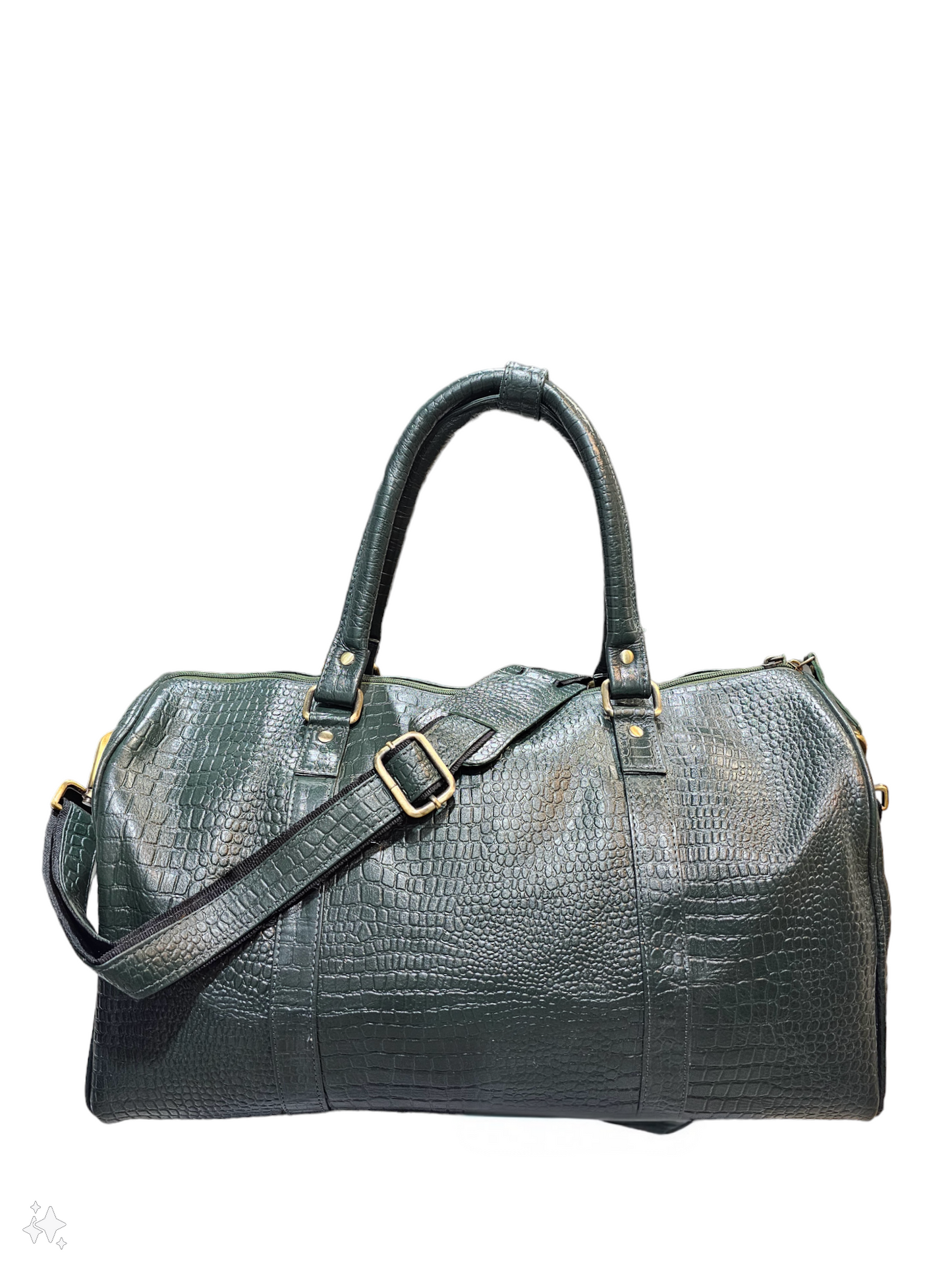Royal Saro Duffel Bag - Croco Print- Hunter Green- Small