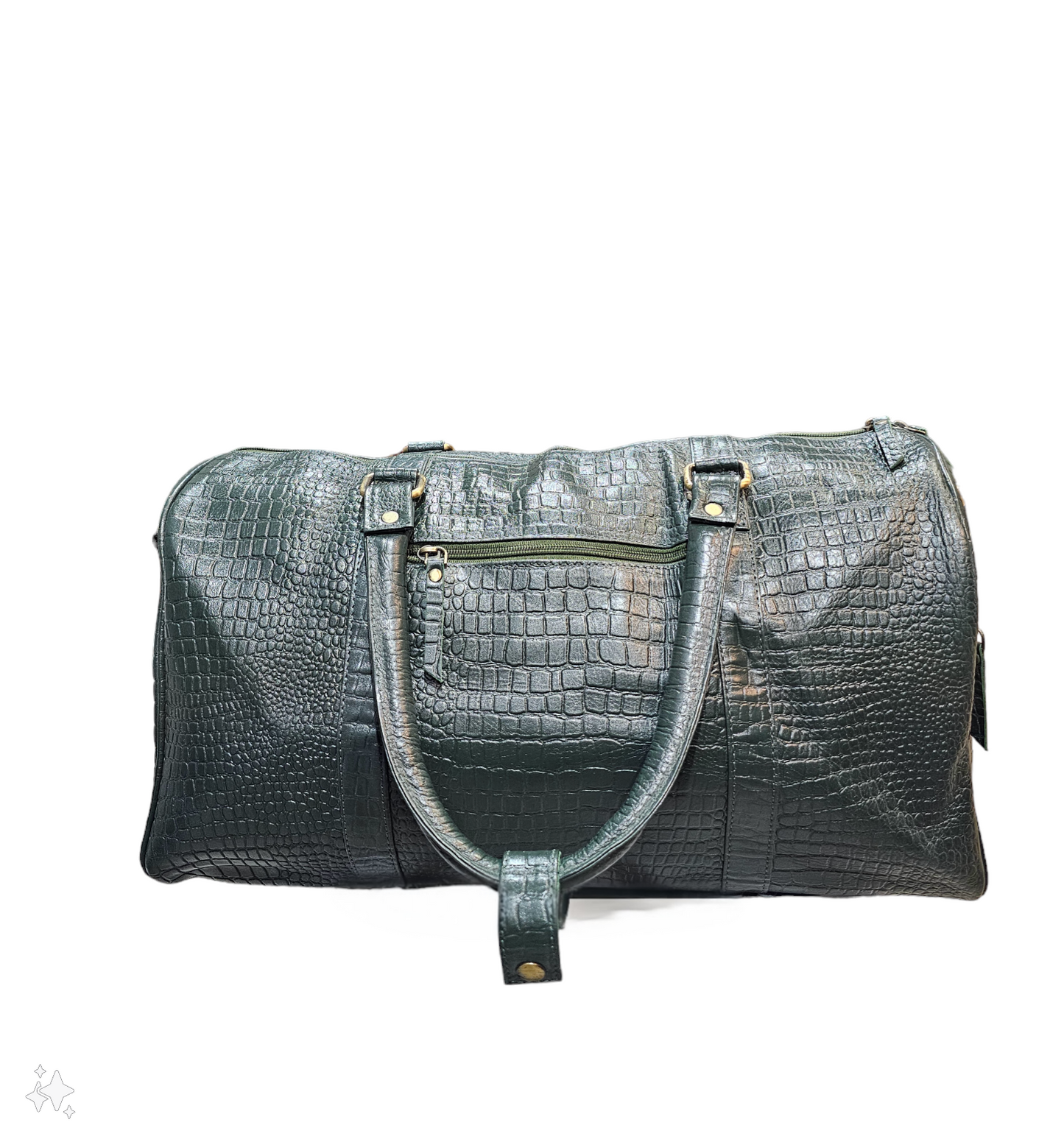 Royal Saro Duffel Bag - Croco Print- Hunter Green- Small