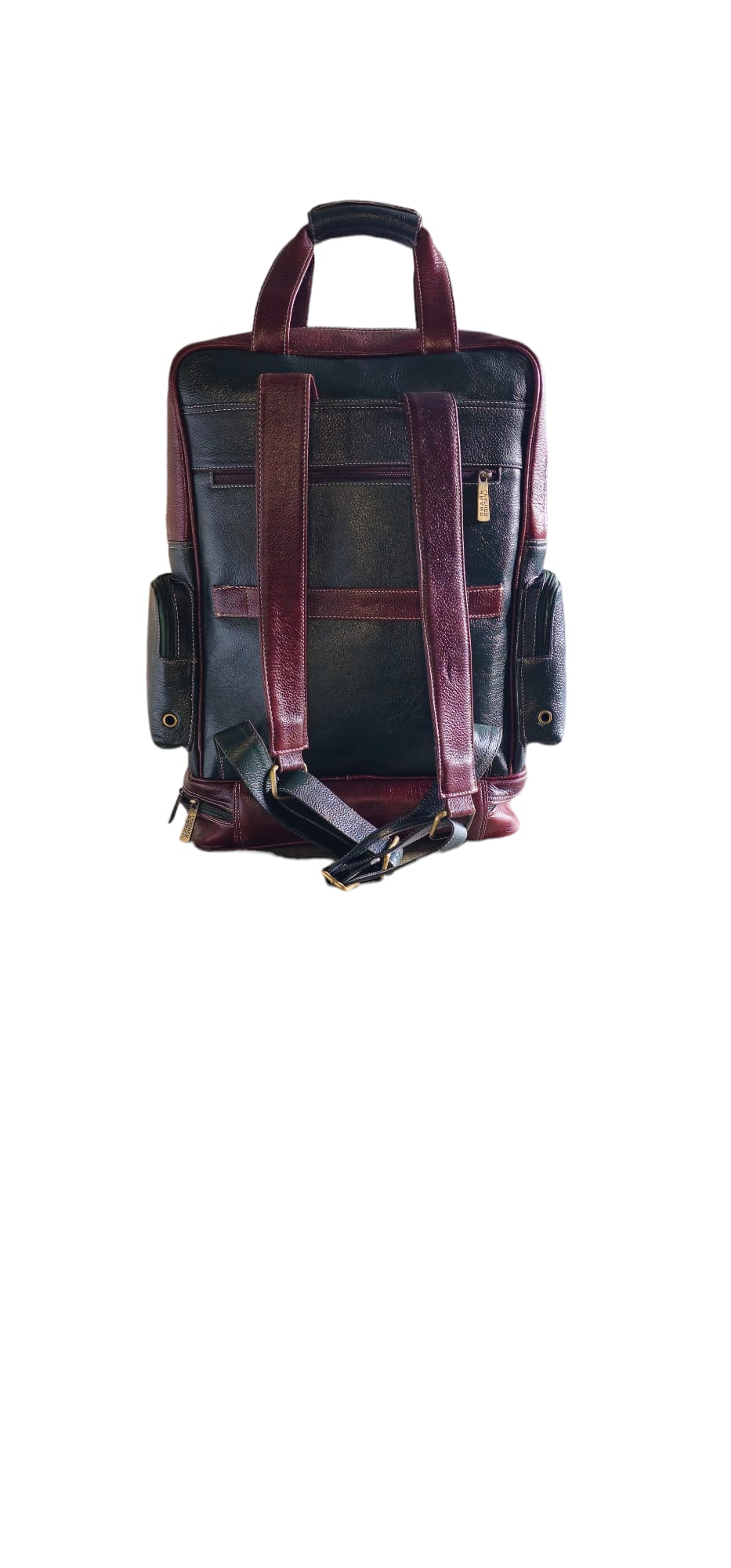 Royal Saro Unisex Leather Backpack - Green/Brown, Large