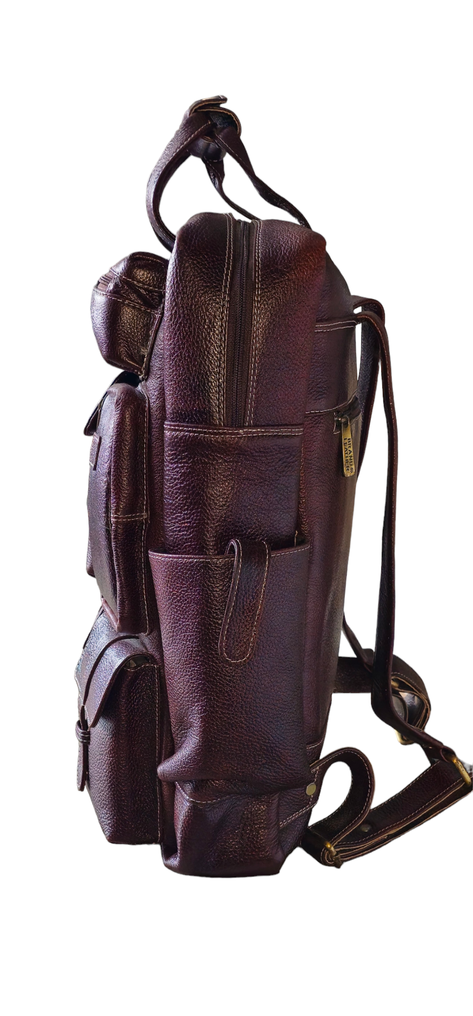 Royal Saro Unisex Leather Backpack -Dark Brown - Large