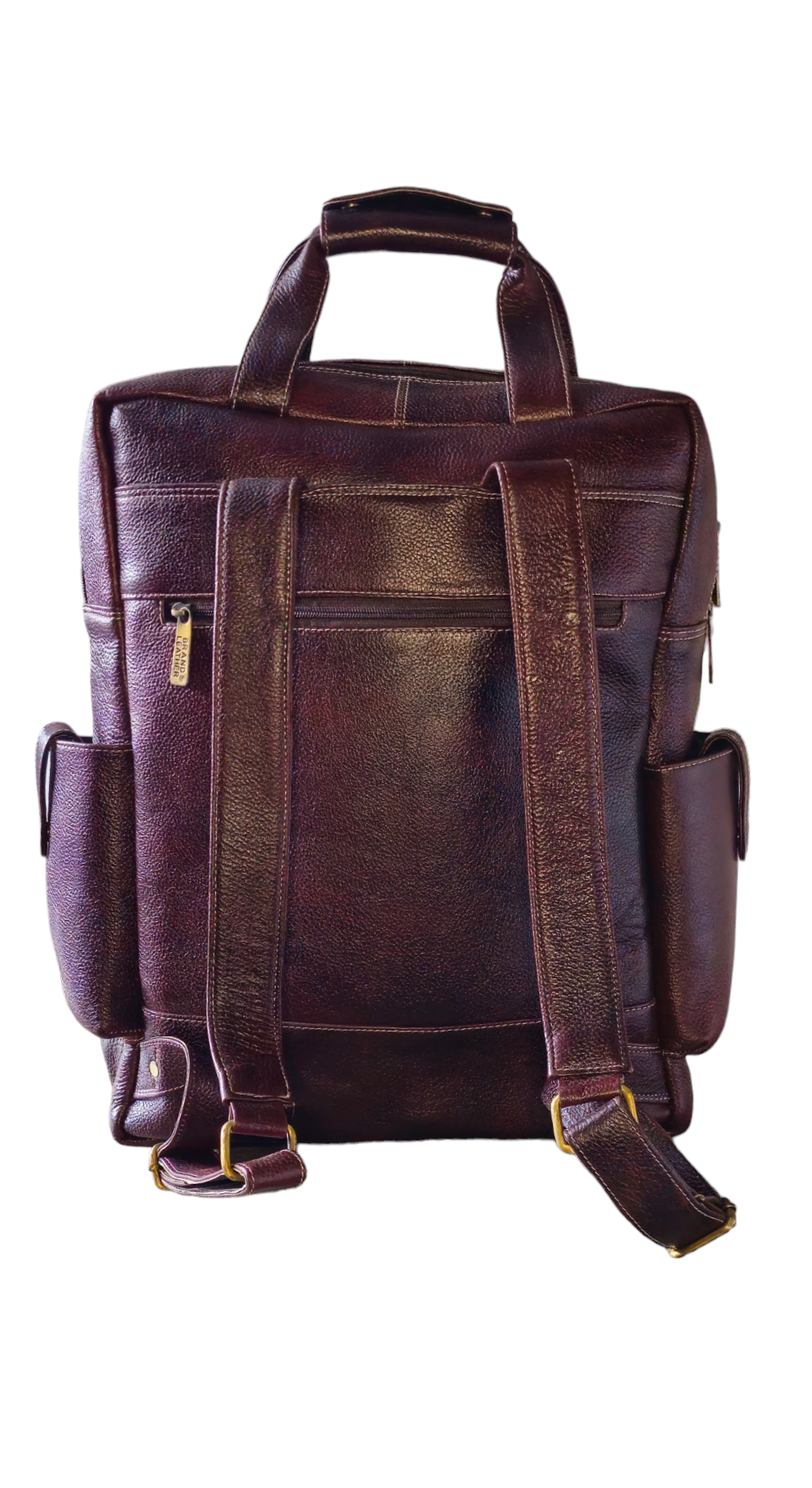 Royal Saro Unisex Leather Backpack -Dark Brown - Large