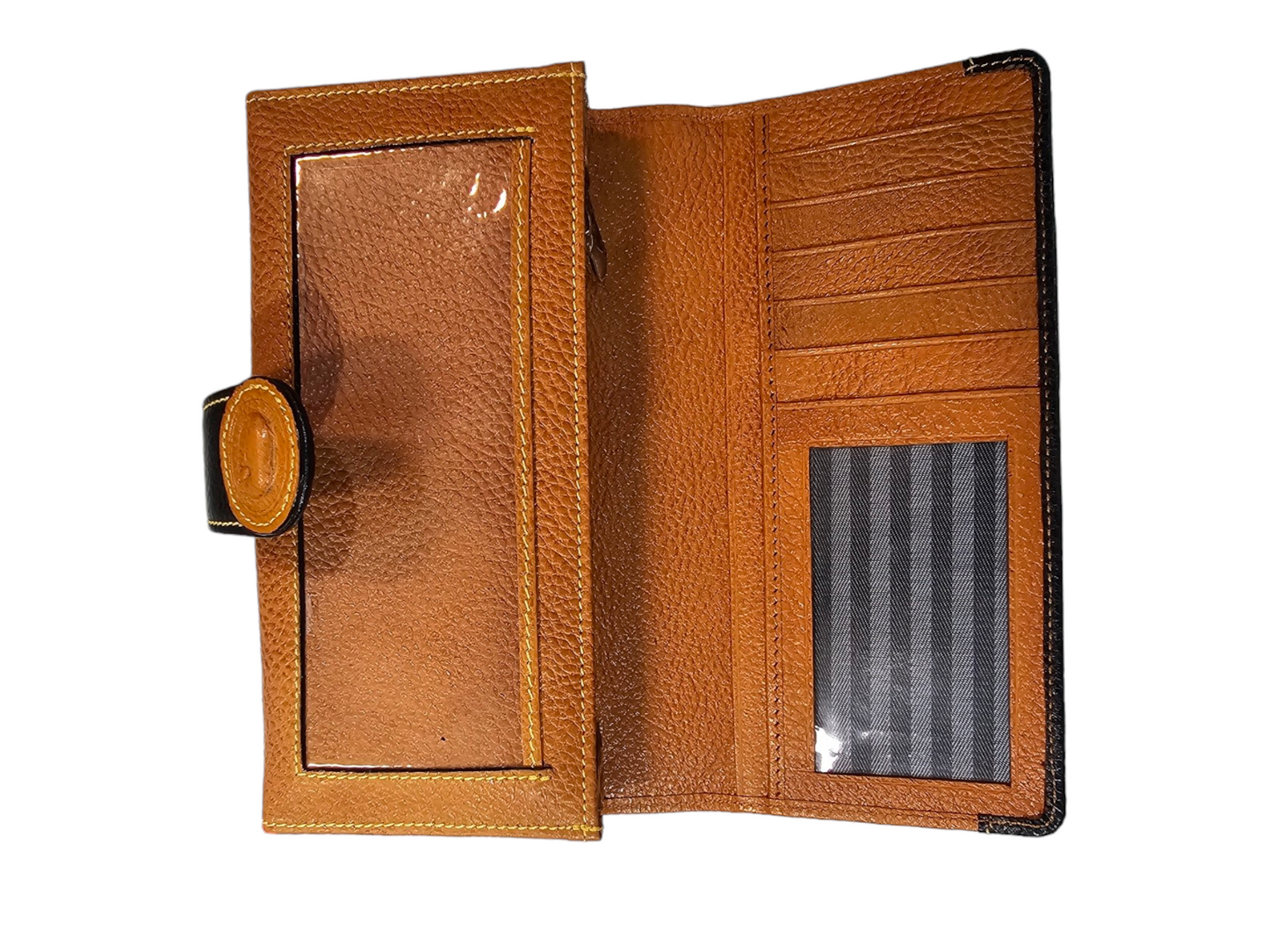 Royal Saro Leather Women's Wallet - Magnetic Closure, Orange/Black, Medium