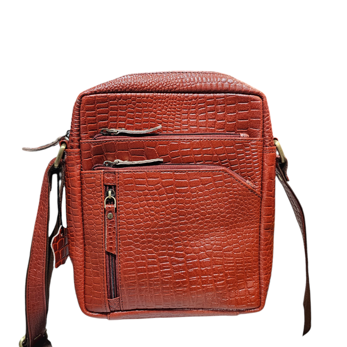 Royal Saro Sling Bag - Croco Print, Rust Colour, One Size