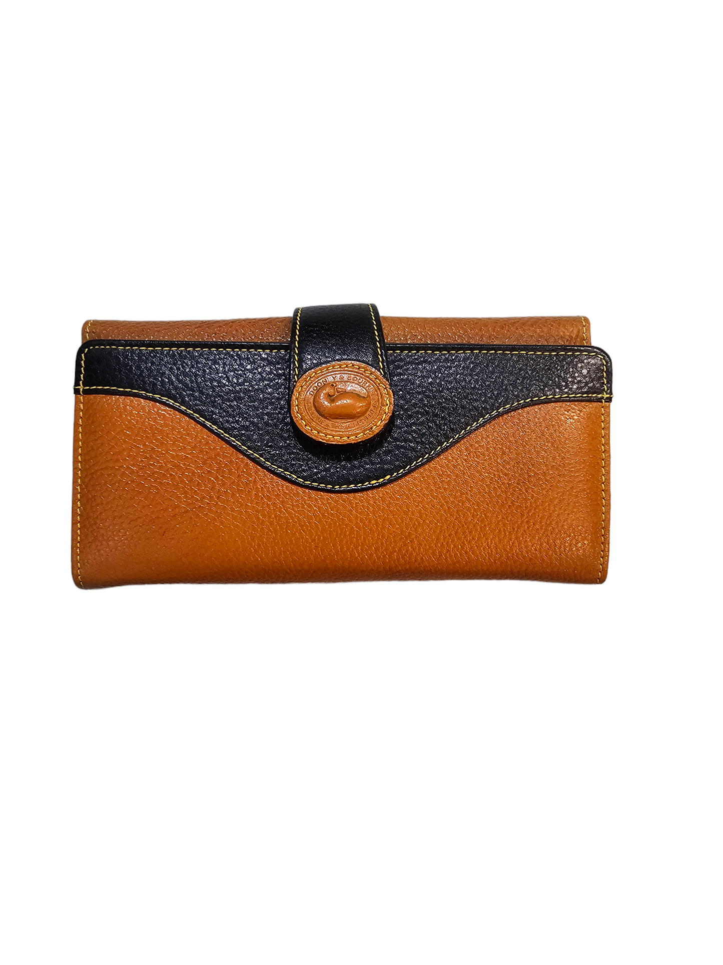 Royal Saro Leather Women's Wallet - Magnetic Closure, Orange/Black, Medium