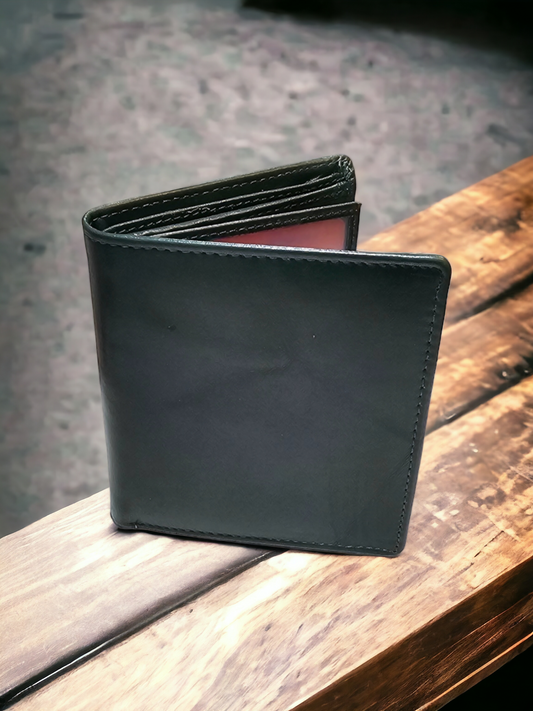 Fern green leather men's wallet with 14 card slots, 2 bill compartments, and sleek design. Compact, stylish, and practical for everyday use.
